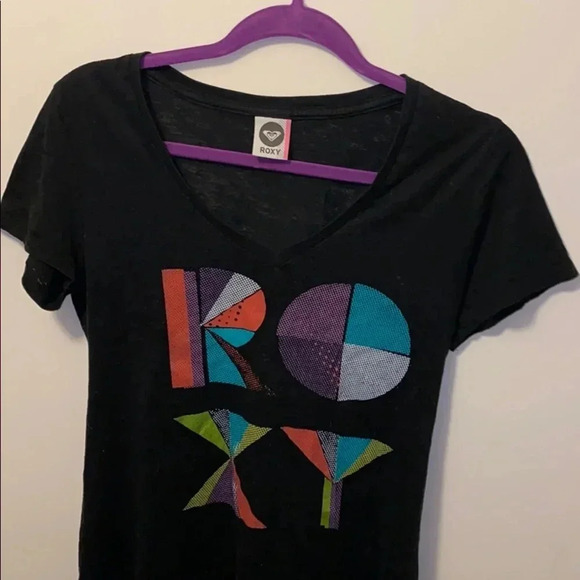 Roxy black short sleeve  women’s T-shirt sz Medium - Picture 5 of 12